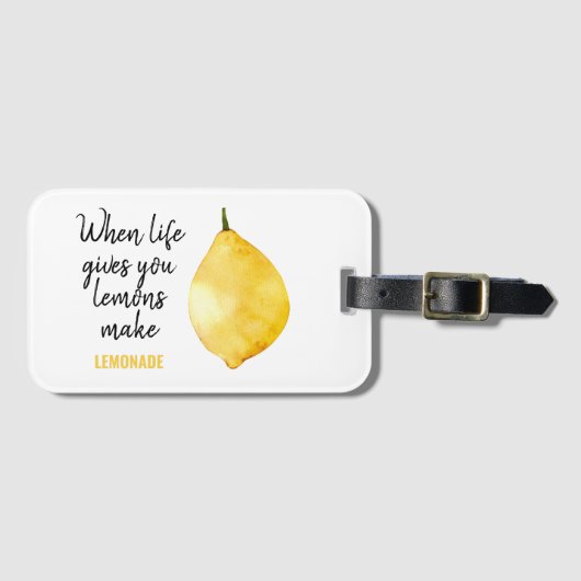 Modern Funny Lemon Yellow Quote Bagagelabel (Voorkant (horizontaal))