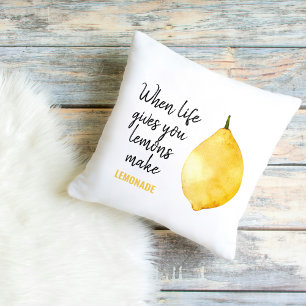 Modern Funny Lemon Yellow Quote Buitenkussen