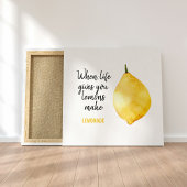 Modern Funny Lemon Yellow Quote Canvas Afdruk