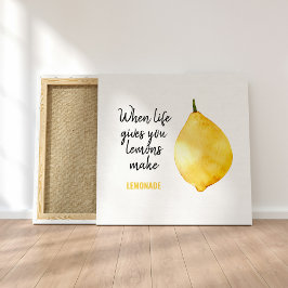 Modern Funny Lemon Yellow Quote Canvas Afdruk