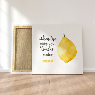 Modern Funny Lemon Yellow Quote Canvas Afdruk