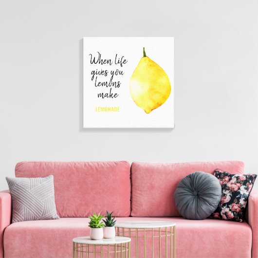 Modern Funny Lemon Yellow Quote Canvas Afdruk (Insitu (Woonkamer))