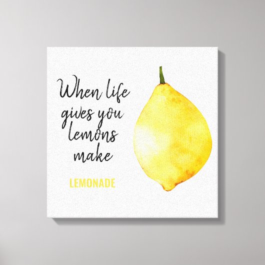 Modern Funny Lemon Yellow Quote Canvas Afdruk (Voorkant)