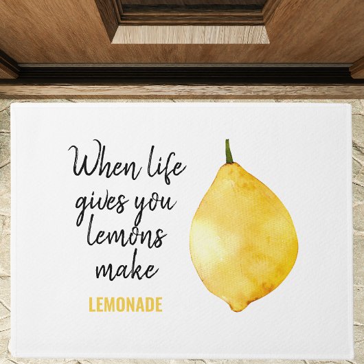 Modern Funny Lemon Yellow Quote Deurmat