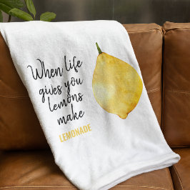 Modern Funny Lemon Yellow Quote Fleece Deken