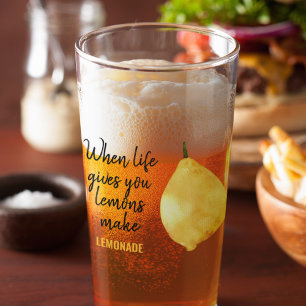 Modern Funny Lemon Yellow Quote Glas