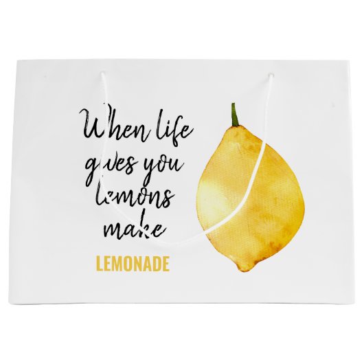 Modern Funny Lemon Yellow Quote Groot Cadeauzakje (Voorkant)