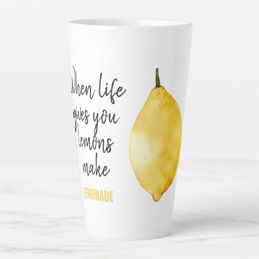 Modern Funny Lemon Yellow Quote Latte Mok (Voorkant)