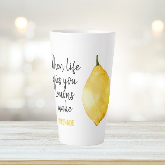 Modern Funny Lemon Yellow Quote Latte Mok