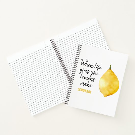 Modern Funny Lemon Yellow Quote Notitieboek (Binnen)