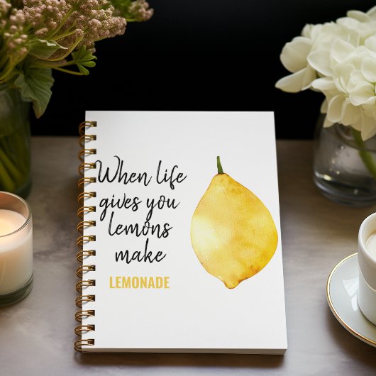 Modern Funny Lemon Yellow Quote Notitieboek