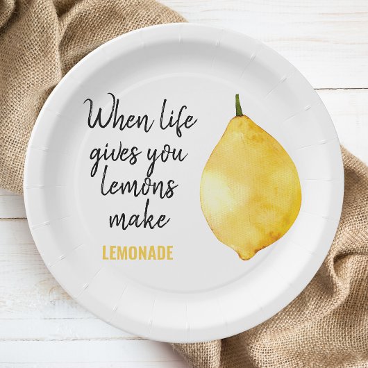 Modern Funny Lemon Yellow Quote Papieren Bordje