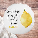 Modern Funny Lemon Yellow Quote Rond Kussen<br><div class="desc">Modern Funny Lemon Yellow Quote</div>