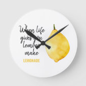Modern Funny Lemon Yellow Quote Ronde Klok (Voorkant)