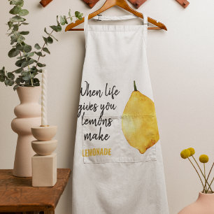 Modern Funny Lemon Yellow Quote Schort