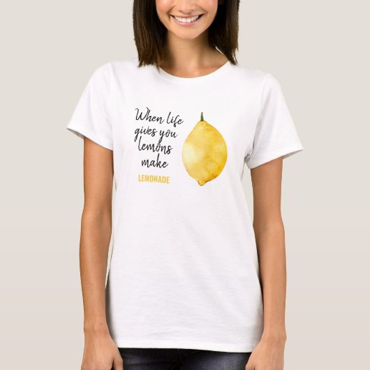 Modern Funny Lemon Yellow Quote T-shirt (Voorkant)