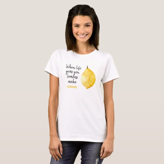 Modern Funny Lemon Yellow Quote T-shirt (Voorkant volledig)