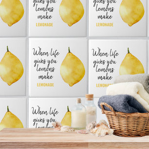 Modern Funny Lemon Yellow Quote Tegeltje