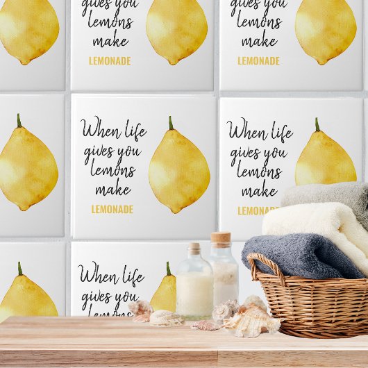 Modern Funny Lemon Yellow Quote Tegeltje