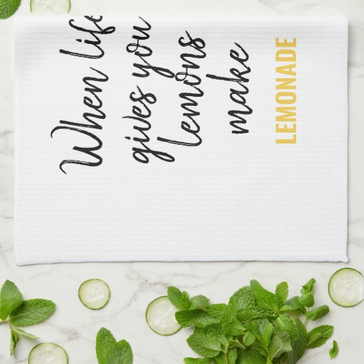 Modern Funny Lemon Yellow Quote Theedoek (Gevouwen)