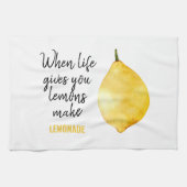 Modern Funny Lemon Yellow Quote Theedoek (Horizontaal)