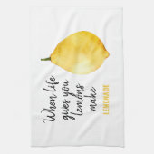 Modern Funny Lemon Yellow Quote Theedoek (Verticaal)