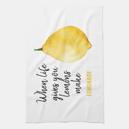 Modern Funny Lemon Yellow Quote Theedoek (Verticaal)