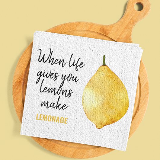 Modern Funny Lemon Yellow Quote Theedoek