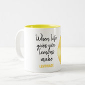 Modern Funny Lemon Yellow Quote Tweekleurige Koffiemok (Voorkant links)