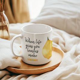 Modern Funny Lemon Yellow Quote Tweekleurige Koffiemok