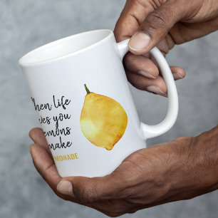 Modern Funny Lemon Yellow Quote Tweekleurige Koffiemok