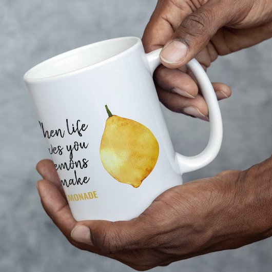 Modern Funny Lemon Yellow Quote Tweekleurige Koffiemok
