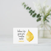 Modern Funny Lemon Yellow Quote Visitekaartje (Staand voorkant)