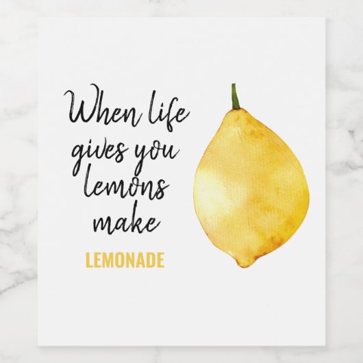 Modern Funny Lemon Yellow Quote Wijn Etiket (Enkel label)