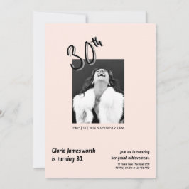 Modern Funny Light Pink Photo 30th Brithday Kaart