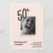 Modern Funny Light Pink Photo 50th Birthday  Kaart (Voorkant / Achterkant)
