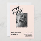 Modern Funny Light Pink Photo 50th Birthday  Kaart (Voorkant)