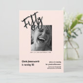 Modern Funny Light Pink Photo 50th Birthday  Kaart (Staand voorkant)