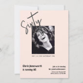 Modern Funny Light Pink Photo 60th Birthday  Kaart (Voorkant)