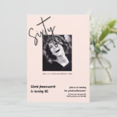 Modern Funny Light Pink Photo 60th Birthday  Kaart (Staand voorkant)