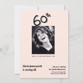 Modern Funny Light Pink Photo 60th Birthday  Kaart