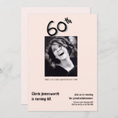 Modern Funny Light Pink Photo 60th Birthday  Kaart (Voorkant / Achterkant)