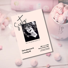 Modern Funny Light Pink Photo 60th Birthday  Kaart