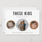 Modern Funny Minimalist Childhood Photos Wedding Save The Date (Voorkant)