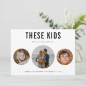 Modern Funny Minimalist Childhood Photos Wedding Save The Date (Staand voorkant)