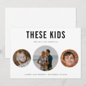 Modern Funny Minimalist Childhood Photos Wedding Save The Date (Voorkant / Achterkant)