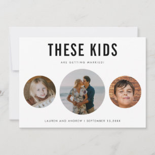 Modern Funny Minimalist Childhood Photos Wedding Save The Date