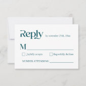 Modern Funny Minimalistisch Script Deep Blauwgroen RSVP Kaartje (Voorkant)