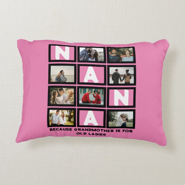 Modern Funny oma Cute Nana 8 Foto Collage Accent Kussen (Achterkant)