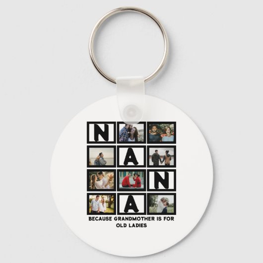 Modern Funny oma Cute Nana 8 Foto Collage Sleutelhanger (Voorkant)